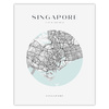 Poster Singapore city map circle 40X50 cm + gold frame