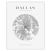 Poster Map of Dallas city circle 40X50 cm + gold frame
