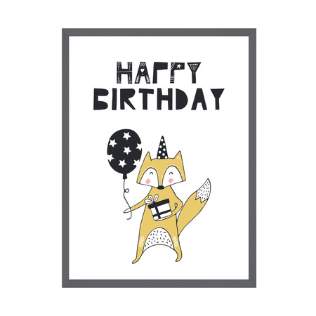 Birthday Poster Happy birthday 30X40 cm + gray stone frame
