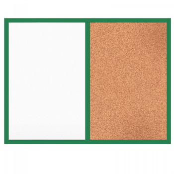 DUO cork-magnetic board, varnished wooden frame 60x40 TKM6040DG GREEN