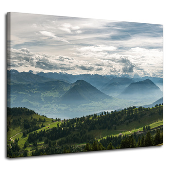 Canvas Print Mountains Clouds Nature Forests Nature 100x80 cm