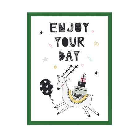 Birthday Poster Enjoy your day 21X29.7 cm + green frame
