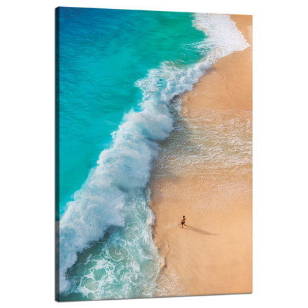 Canvas Print Man on Beach Waves Water Sun 80x120 cm