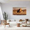 Canvas Print Lion in the Middle of the Savannah Sunset 100x80 cm