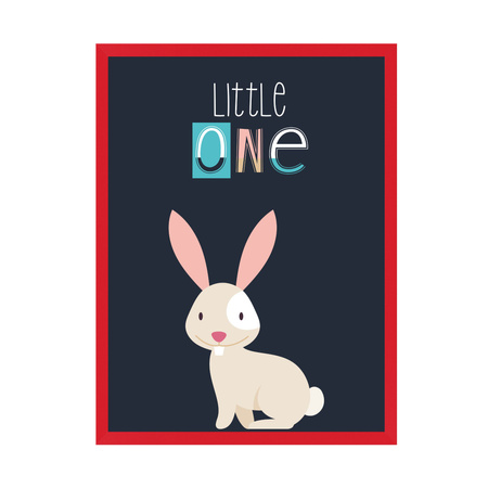 Children's poster Little One Bunny 21X29.7 cm + red frame