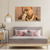 Canvas Print Lion and Lion Cub Nature Rocks Light 100x80 cm