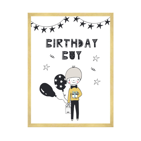 Birthday poster Birthday guy 40X50 cm + gold frame