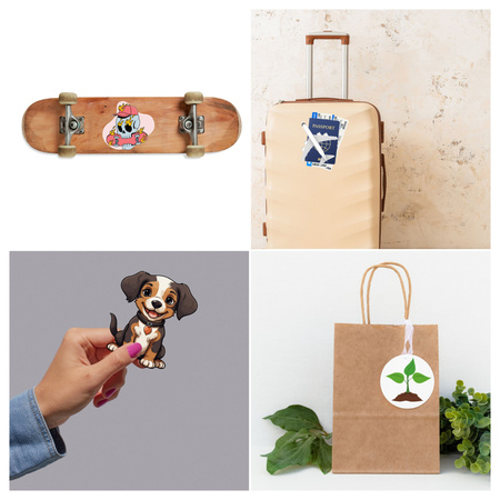 LOGO STICKERS Shape Outline with Print Waterproof Text Photo 10x10 cm