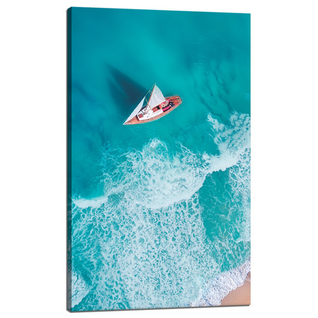 Canvas Print Sailboat Waves Sand Shore 60x100 cm