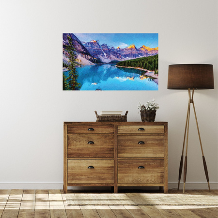 Canvas Print River Mountains Nature Forests 100x80 cm