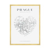 Poster Prague city map heart 40X50 cm + gold frame