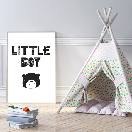 Children's poster Little boy 40X50 cm + gold frame