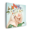 Canvas Print Smiling Girl Flowers Spring 90X90 cm