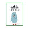 Children's poster I am beautiful inside 24X30 cm + green frame