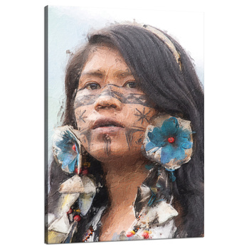 Canvas Print Painted Girl Face Flowers 80x120 cm