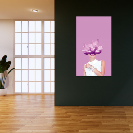 Canvas Print Woman Pink Purple Crystals 80x120 cm