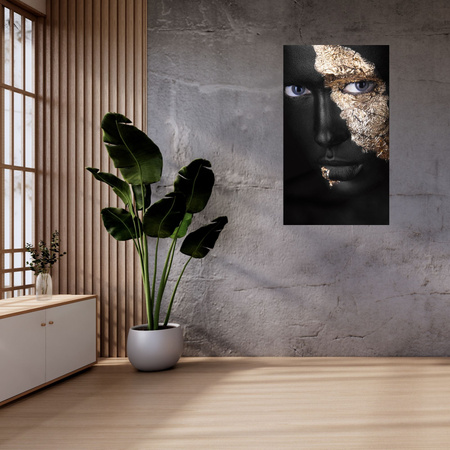 Canvas Print Black Face Painted Gold 80x120 cm