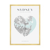 Poster Sydney city map heart 40X50 cm + gold frame