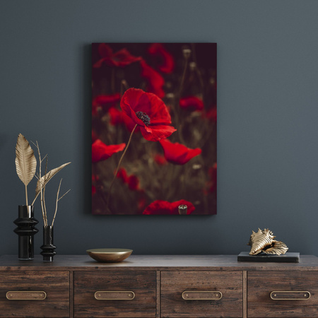 Canvas Print Botanical Red Poppies 30x40 cm