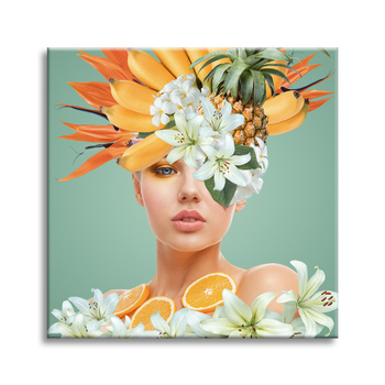 Canvas Print Flower Crown Beautiful Woman 90X90 cm