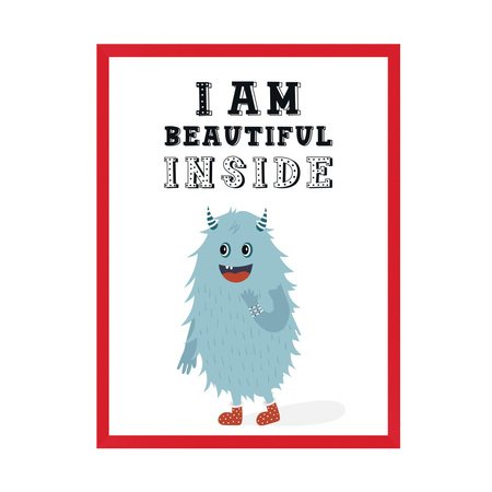 Children's poster I am beautiful inside 30X40 cm + red frame