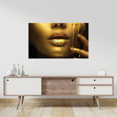 Canvas Print Golden Woman Face Golden Lips 100x80 cm