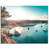 Canvas Print Water in the Sunlight Boats Rocks 100x80 cm