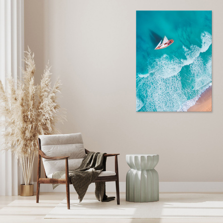 Canvas Print Sailboat Waves Sand Shore 60x120 cm