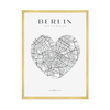 Poster Berlin city map heart 40X50 cm + gold frame
