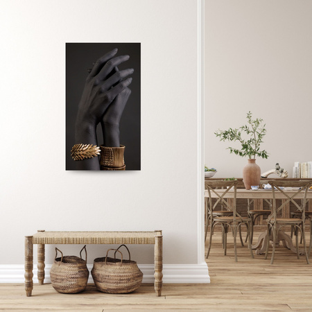 Canvas Print Gold Bracelets on Hands Jewelry 80x120 cm