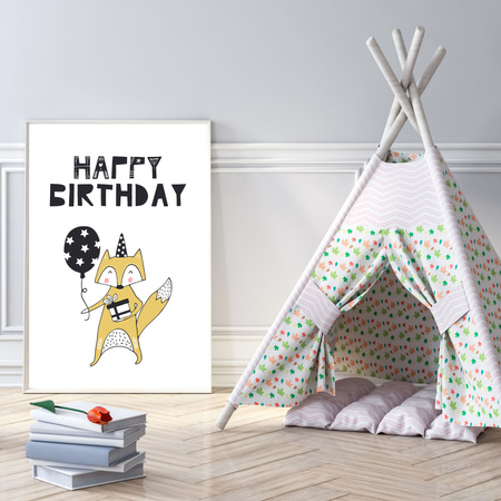 Birthday Poster Happy birthday 24X30 cm + gray stone frame