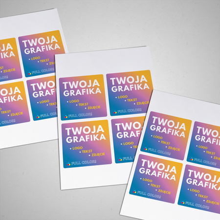 STICKERS with LOGO Square with print Waterproof Text Photo 90x90 mm