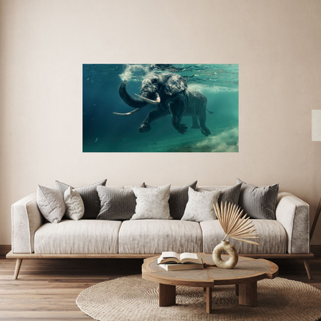 Canvas Print Swimming Elephant in Water Art 100x80 cm