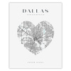 Poster Dallas city map heart 40X50 cm + gold frame