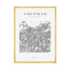 Poster Map of the city of Sao Paulo, square 40X50 cm + gold frame