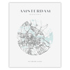 Poster Amsterdam city map circle 40X50 cm + gold frame