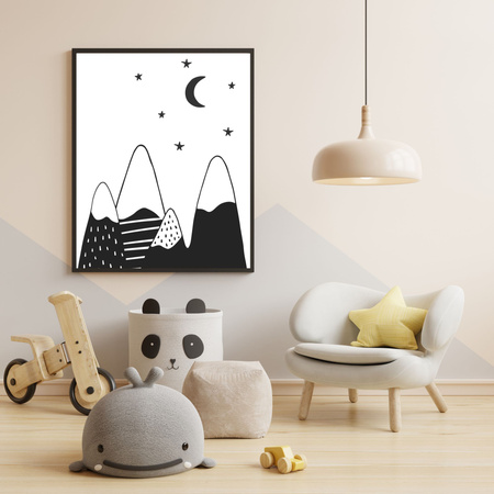 Poster Children's Mountains and Moon 40X50 cm + gold frame