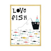 Children's Love fish poster 40X50 cm + gold frame