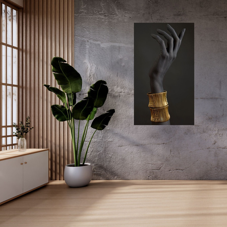 Canvas Print Black Hand Gold Bracelets 80x120 cm
