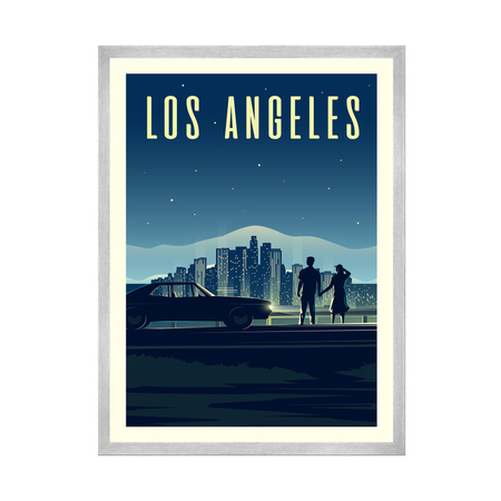 Poster of the City of Los Angeles 40X50 cm + silver frame