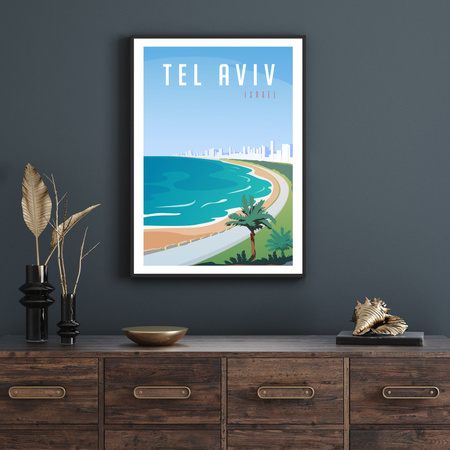 Tel Aviv City poster 40X50 cm + gold frame