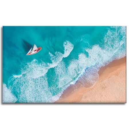 Canvas Print Sailboat Waves Sand Shore 80x50 cm
