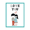 Children's poster Love you 24X30 cm + turquoise sea frame