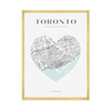 Poster Toronto city map heart 40X50 cm + gold frame
