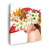 Canvas Print Woman Flowers Spring Hat 90X90 cm