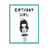 Birthday Poster Birthday girl 21X29.7 cm + turquoise sea frame