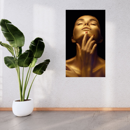 Canvas Print Woman Posing Golden Body 80x120 cm