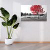 Canvas Print Gray Red Leaves Contrast 100x80 cm