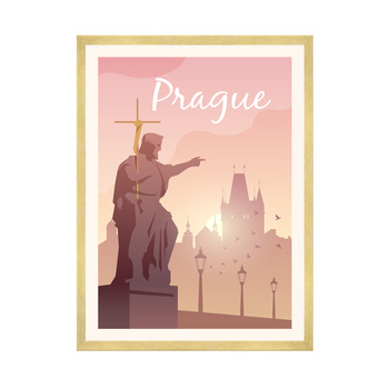 Poster of the City of Prague 40X50 cm + gold frame