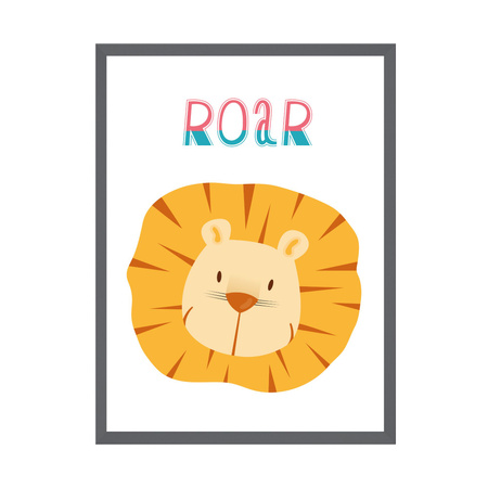 Children's Roar poster 40X50 cm + gray stone frame